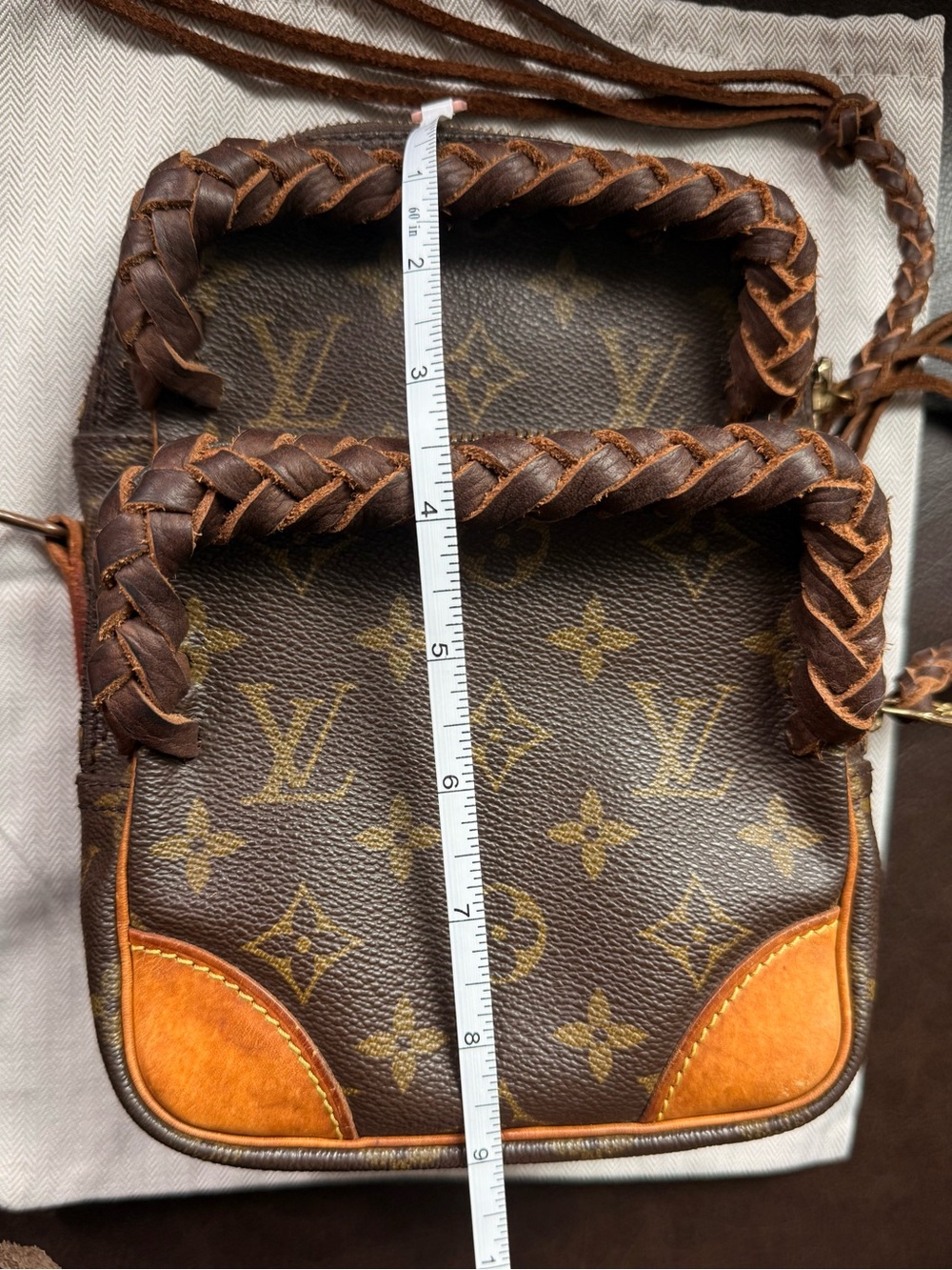 Louis Vuitton Vintage Boho Amazone Monogram Braided Trim Revamped AUTHENTIC - Picture 7 of 9